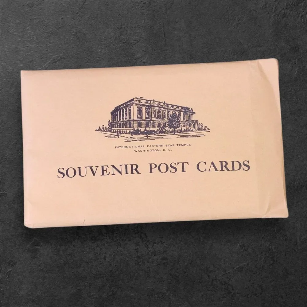 Vintage Set 15 Postcards Eastern Star Temple Perry Belmont House DC w Folder NOS